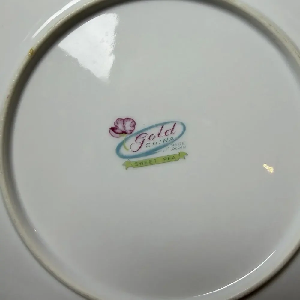 Vintage Gold China Sweet Pea Plate Floral Painted Made in Japan